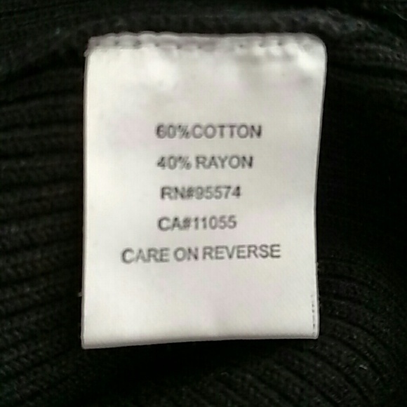 POPulation Black Ribbed Knit Sweater with Attached Fringed Scarf Collar Size L - Picture 6 of 7